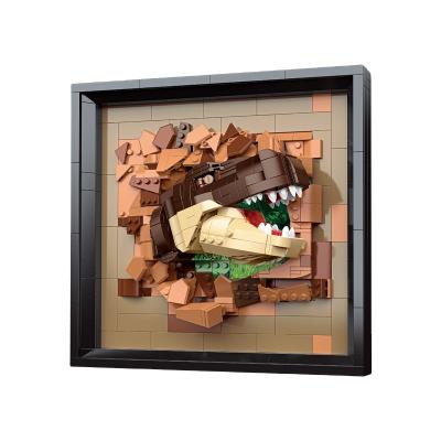 China Non-toxic JAKI DIY Creative Wall Art Photo Frame Model Dinosaur Painting Building blocks Brick Toy Sets toys for kids for sale