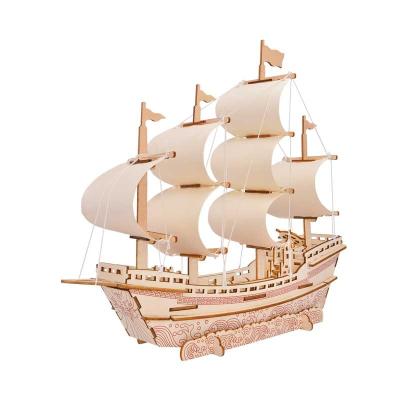 China DIY TOY Custom 3d toy educational puzzle model ships wooden plywood wholesale diy gift for adults and children for sale