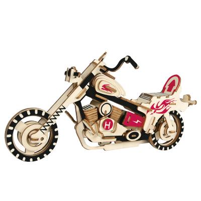 China Wholesale High Quality Educational Handmade Wooden Model Motorcycle TOY Car 3D Jigsaw Puzzle DIY Toy Gift DIY Harley For Kids for sale