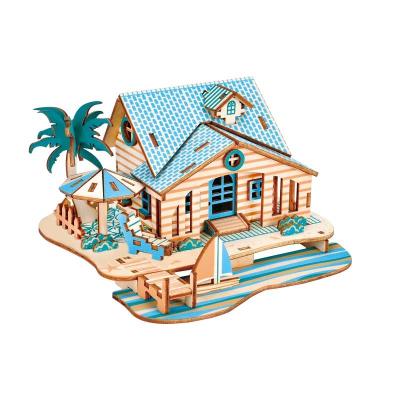 China Hot Selling DIY TOY DIY 3d Products JG Bali Wooden Holiday Resort New Educational Toys Puzzle For Adults And Children for sale