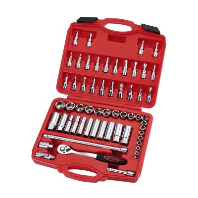 China Auto Repair Set 58 Piece Set Hexagon Socket Tool Combination Ratchet Wrench Household Tool Box Car Quick Tool Box for sale