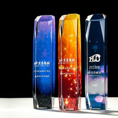 China Custom Glass K9 Crystal Trophy Award Trophy Plate Europe Crystal Trophy Cup Encourages Souvenir for sale