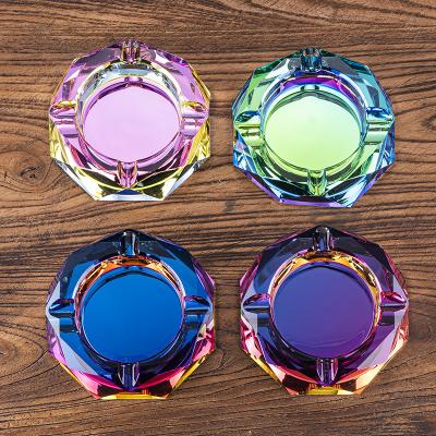 China Europe Wholesale Octagonal Crystal Ashtray Customized Gift Customized Smart Colorful Crystal Ashtray for sale