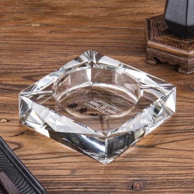 China Europe Factory Direct Sales Customized LOGO Edge Ashtray Hotel KTV Conference Hall Crystal Glass Ashtray for sale