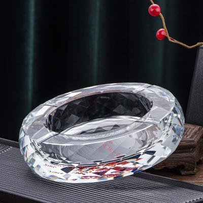 China Europe round crystal glass cigar ashtray crystal glass ashtray for hotel home office for sale