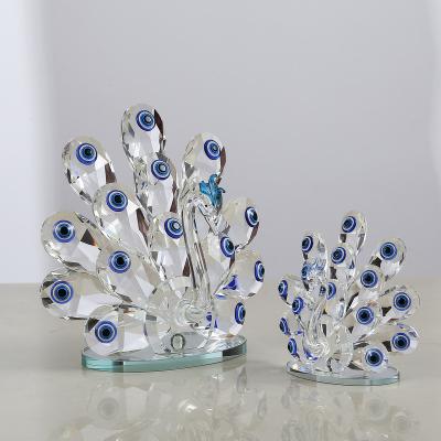 China Europe High Level Support OEM Multiple Sizes Factory Price Ornaments Decoration Crystal Peacock for sale