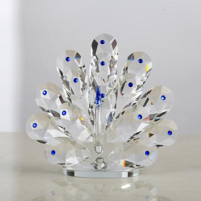 China Europe Sale White Direct Sales Good Customs Fine Workmanship Glass and Crystal Transparent Peacock Decorate Ornaments for sale