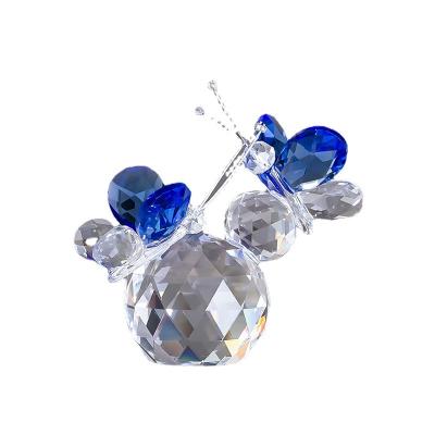 China Europe Double K9 Ball Crystal Butterfly Small Ornament Crystal Creative Gifts Ornament Crystal Butterfly 3D for sale