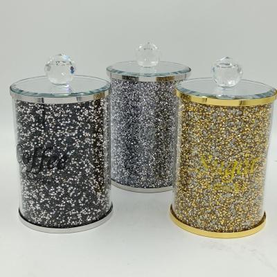 China Europe European kitchen supplies creative glass the diamond seasoning jar three-piece set bling crystal spice jar for sale