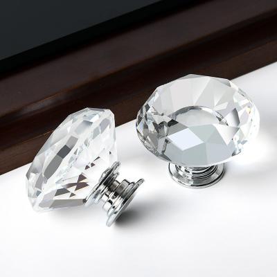 China Europe Square Wholesale Classic Transparent Diamond K9 Crystal Drawer Crystal Door Handle for sale