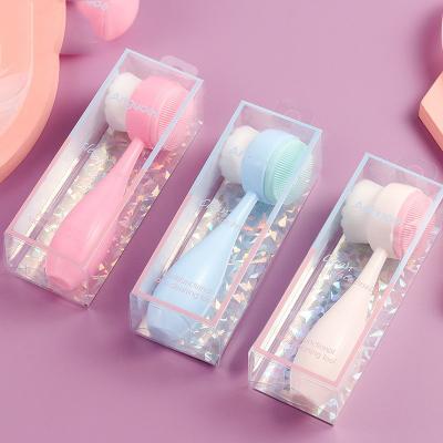 China DEEPLY CLEANING Cheap 2 in 1 Facial Cleansing Brush Facial Cleansing Brush Double Sided Silicone Soft Brush Manual Brush for sale