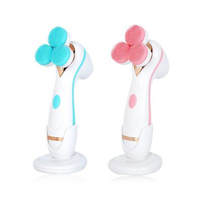 China Acne Treatment Home Use Waterproof Silicone Sonic Electric 3D Brush Facial Cleansing Massager for sale