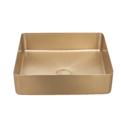 China Viable Chinese Manufacturers Brushed Gold 304 SS Square Vanity Hand Toilet Wash Basin for sale