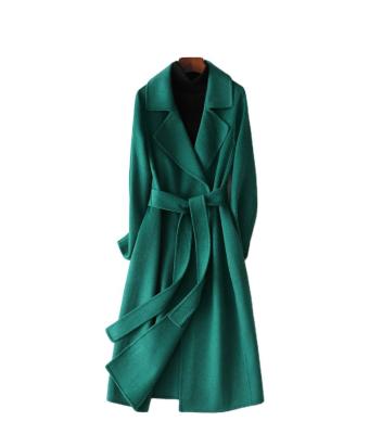 China Breathable High Quality Woolen Women's Long Sleeve Elegant 100% Winter Woolen Coat Long Overcoat For Women for sale