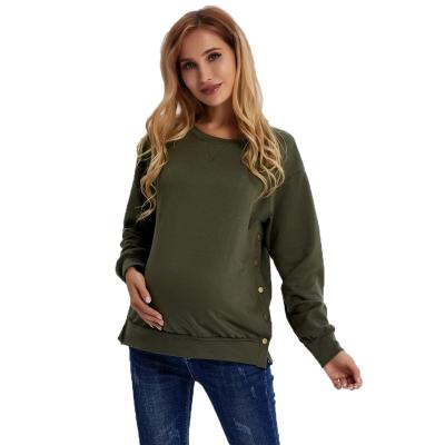 China Breathable Long Sleeve O Neck Maternity Sweatshirt Hoodie Side Opening Plus Size Women's Hoodies Sweatshirts for sale