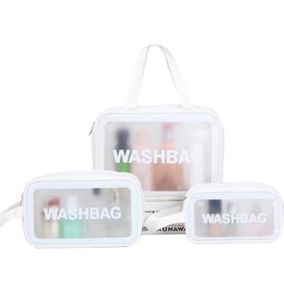 China Hot Sale Fashion 3 Pack Large Capacity Cosmetic Bag Wholesale Matte Clear Waterproof Makeup Bag Toiletry Bag for sale