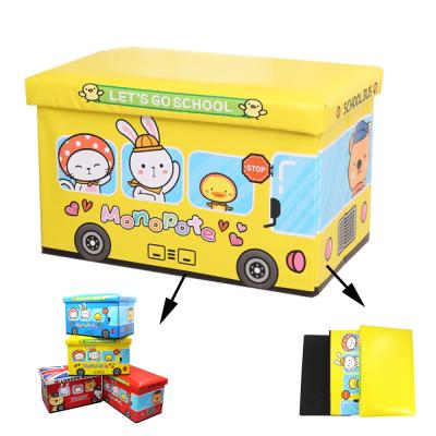 China Viable Wholesale Box Sit Cute PVC Waterproof Durable Kids Toy Cloth Storage Folding Storage Box for sale