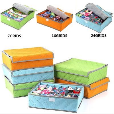 China Viable Colorful Bamboo Organizer Folding Storage Box Charcoal Cotton Cloth Underwear Drawer Storage for sale