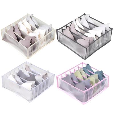 China Viable Nylon Mesh Fabric Underwear Storage Organizer Closet Drawer Divider Bra Sock Box for sale