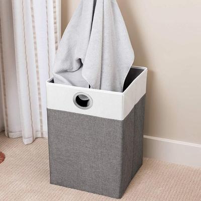 China Viable Different Lining Splicing Top Large Cloth Toy Bathroom Cardboard Storage Box With Grommet for sale