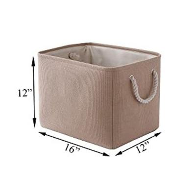 China Eco Sustainable Collapsible Cotton Container Storage Canvas Basket With Simple Rope Handles for sale