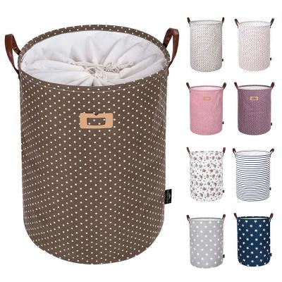 China Durable X Hot Sale Large Canvas Cover Canvas Round Storage Basket Laundry Eco - Friendly With Drawstring for sale