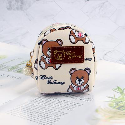 China PU Coin Purse Small Net Red Cute Girl Heart Bear Key Chain Pouch for sale