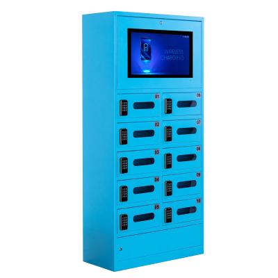 China Filing Cabinet Mobile Phone Locker Laptop Charging Station With Advertising Screen for sale