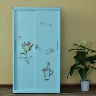 China Eco - Friendly Metal Steel 2 Sliding Doors Customized Colors Wardrobe Design Furniture Bedroom for sale