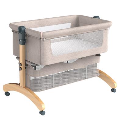 China Modern Foldable Portable Breathable Baby Crib Sleeping Crib Wooden Baby Crib for sale