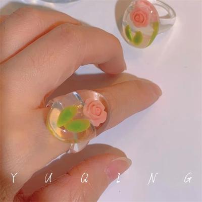 China BOHEMIA Ring Female Minority Design Candy Color Flower Insti Tide Acrylic Ring Cold Wind Fashion Personality Ring for sale