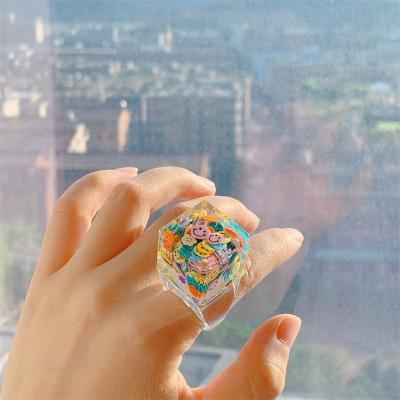 China BOHEMIA Ring Female Minority Design Candy Color Flower Insti Tide Acrylic Ring Cold Wind Fashion Personality Ring for sale