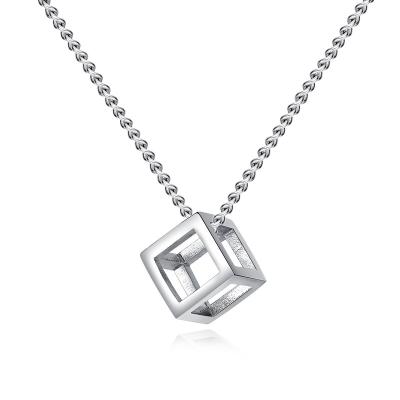 China Happiness Supply Personality Hollow Border Cube Pendant Three-Dimensional Rubik's Cube Titanium Steel Necklaces for sale