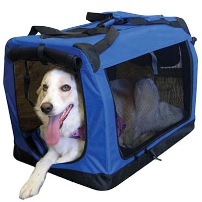 China Sustainable Foldable Doggie Crate 3 Door Soft Sided Folding Pet Carrier Travel Indoor / Outdoor Use for sale