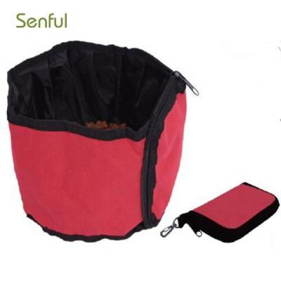 China Durable Waterproof Oxford Cloth Dog Travel Bowl Folding Portable Travel Rolls Outdoor Pet Supplies for sale