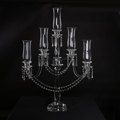 China 5 Heads Crystal Candlestick Home Decoration Lotus Candle Holders Home Decoration Glass Candle Holder for sale