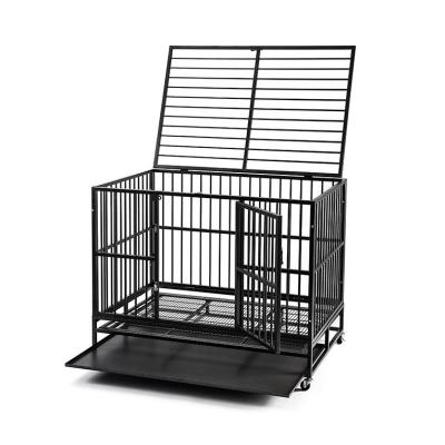 China Breathable metal collapsible dog crate/folding fold dog box metal dog crate with wheel and grooming arm for sale