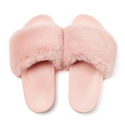 China Fashion Trend Home Slippers Faux Fur For Women Fur Slippers For Women Faux Fur Slides For Women for sale