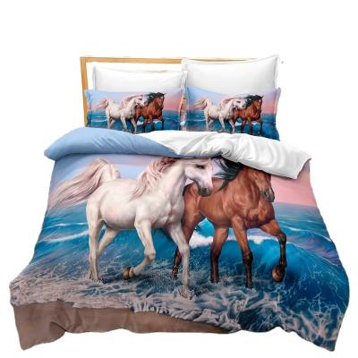 China Nondisposable Wholesales Customized Cheapest Cotton Horse Print Double Duvet Cover for sale