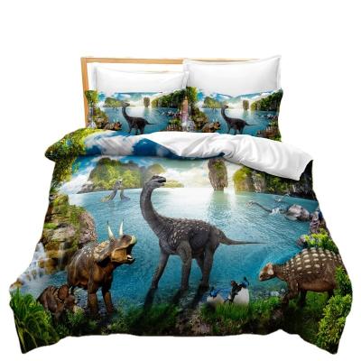 China Nondisposable Wholesales Customized Hand Painted Dinosaur 3d Screen Printing Kids Beds Bedding Set for sale