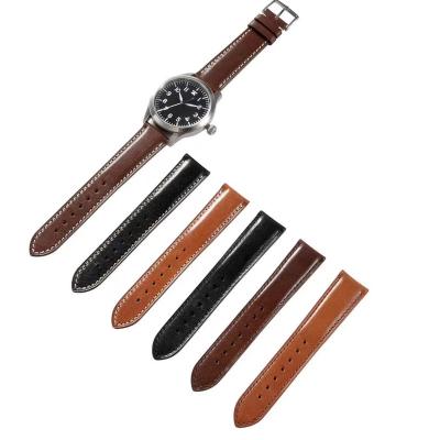 China Water Resistant Fashion Grain Leather Luxury Watch Band 14 16 18 19 21 22mm Full Grain Genuine Calfskin Leather Watch Strap for sale