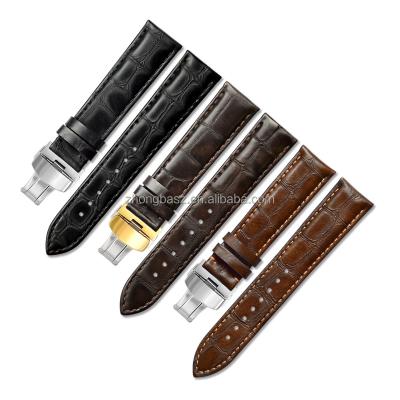 China Professional Calfskin Leather Watch Band Handmade Waterproof Watch Strap with Stainless Steel Clasp High Quality Buckle for sale