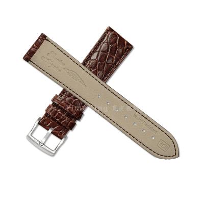 China Luxury Sale Water Resistant Crocodile Alligator Leather Watch Strap 14-20mm Brown Black Crocodile Customized Watch Bands for sale