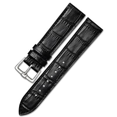 China High Quality Soft Reliable Italian Waterproof Slim Style Genuine Leather Watch Strap Breathable Matte Water Resistant With Alligator Pattern for sale