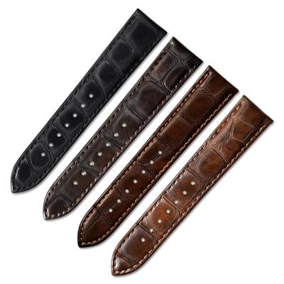 China Sweatproof Leather Watch Band Wholesales Italian Soft Waterproof Breathable Vintage Genuine Leather Watch Strap Stylish Genuine Leather Band Factory for sale