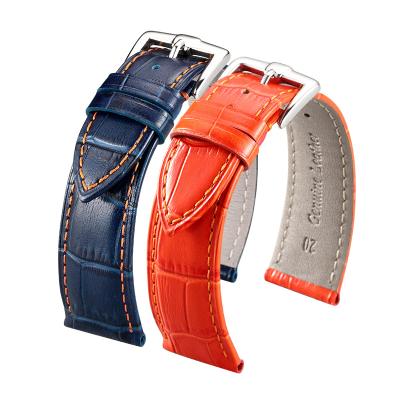 China Fashion luxury popular hot sales\dress style popular high quality Italian leather watch straps alligator pattern matte sweatproof watch leather strapband for sale