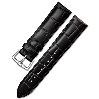 China Extra Length Classic Fashion Style Casual Business Casual Leather Strap Black Brown Genuine Leather Wrist Watch Band for sale