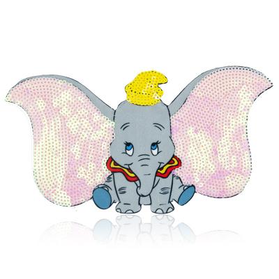 China Sustainable Cartoon Elephant Pattern Embroidered Sequins Patches For Kids T-Shirt / Bags for sale