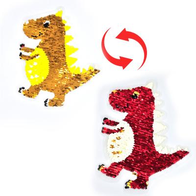 China 3D Dinosaur Design Reversible Reversible Patches Sequin Applique For Garment for sale