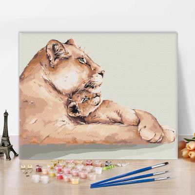 China CLASSIC wholesale animal lions paint by numbers set for adults and kids diy paint by numbers kits on canvas for sale